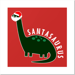 Santasaurus Funny Dinosaur Christmas Posters and Art